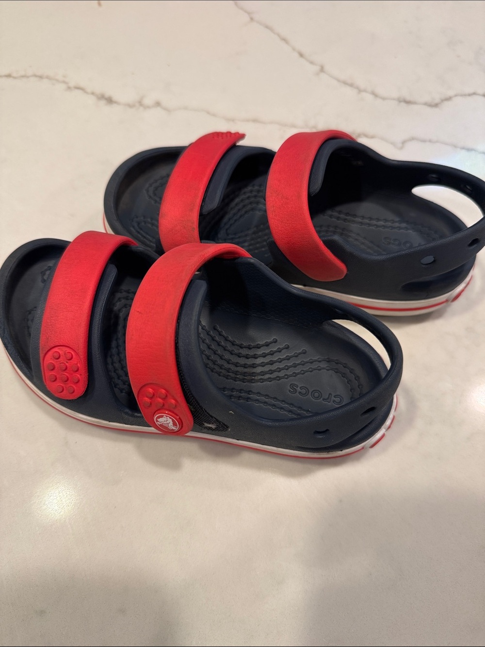 CROCS Kids Red and Navy Dual-Strap Sandals